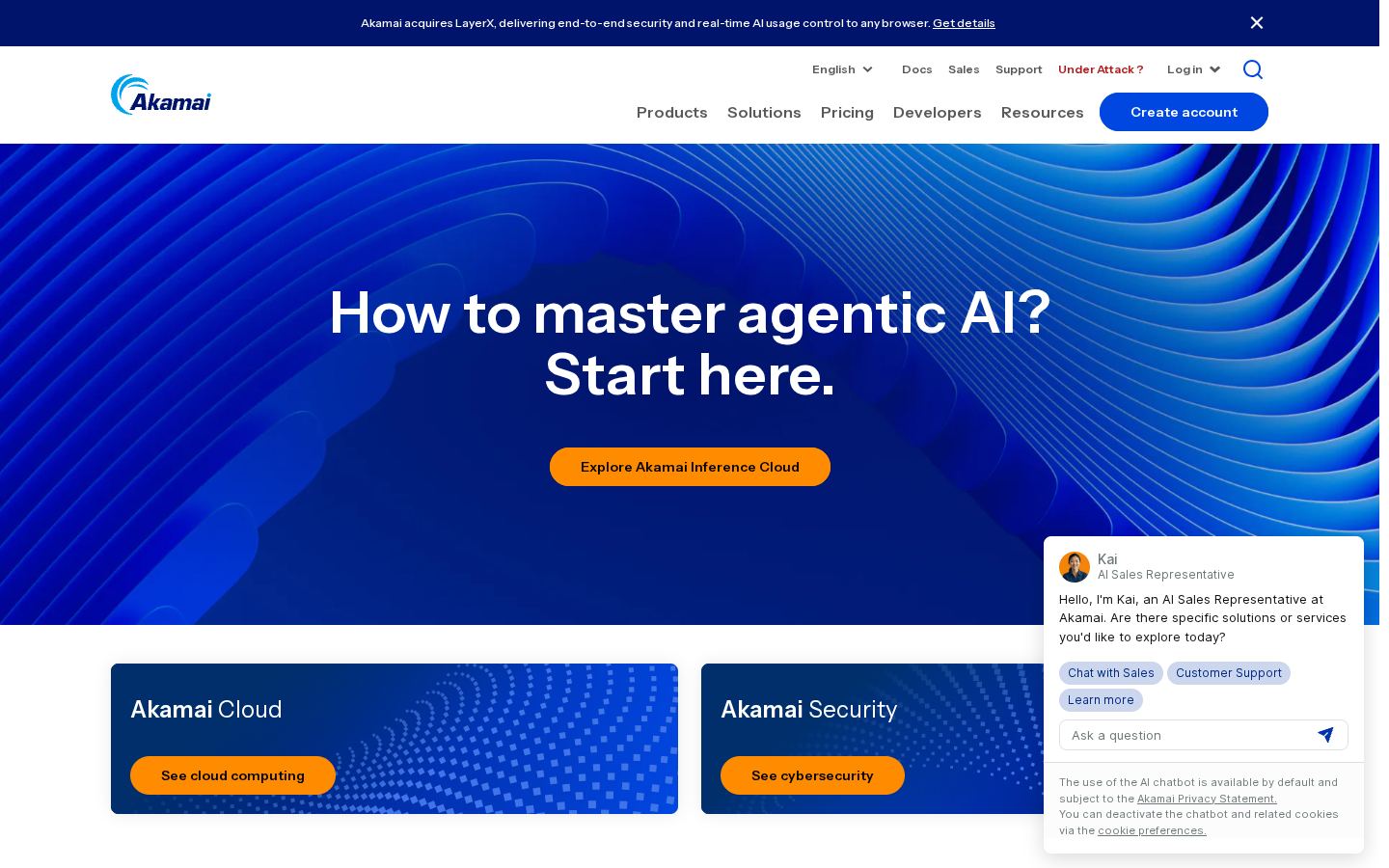 Homepage of akamai.com captured by url2image