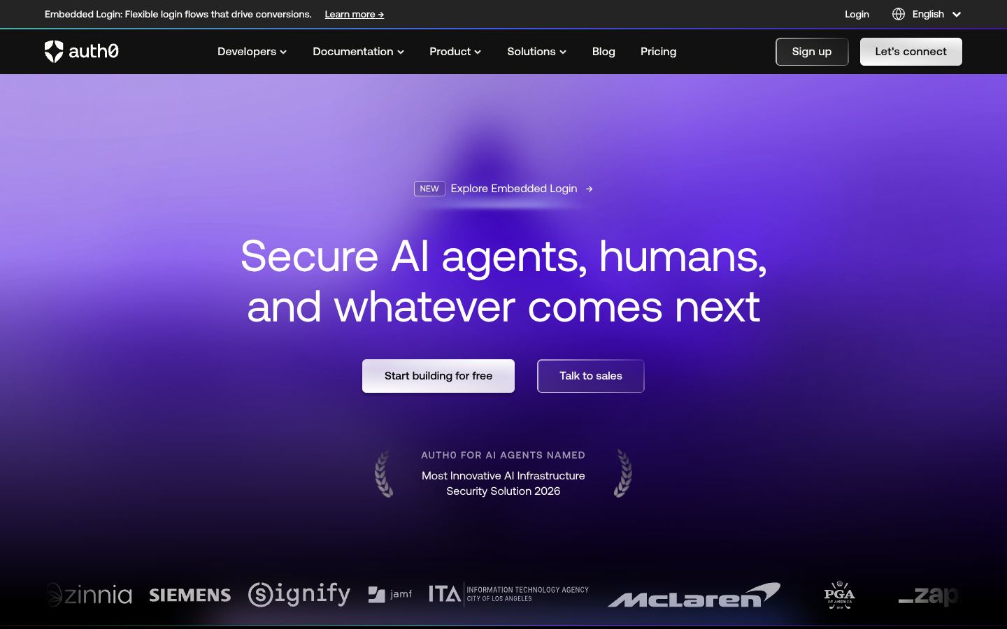 Homepage of auth0.com captured by url2image