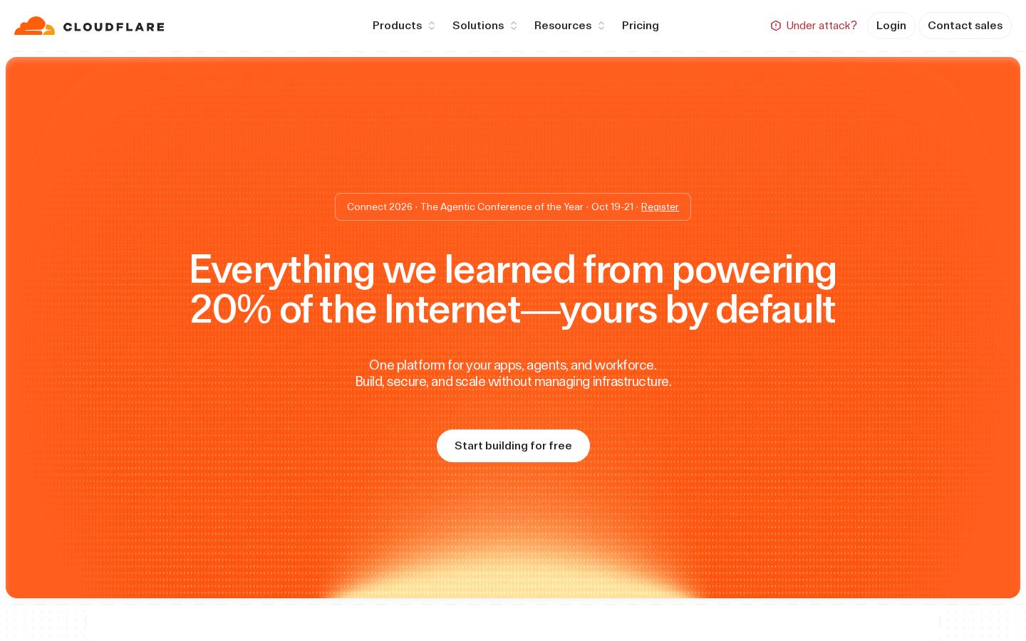 Homepage of cloudflare.com captured by url2image