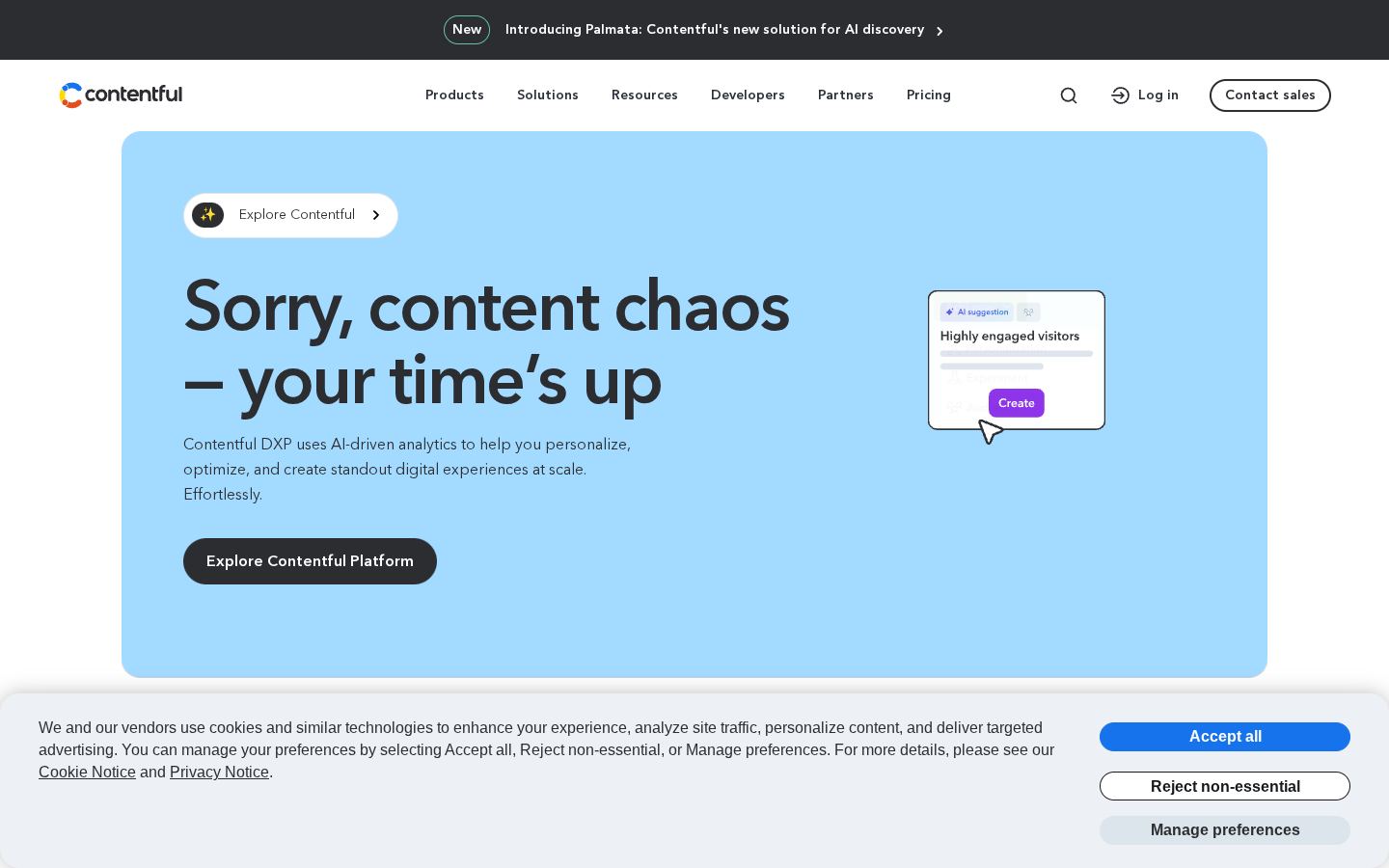 Homepage of contentful.com captured by url2image