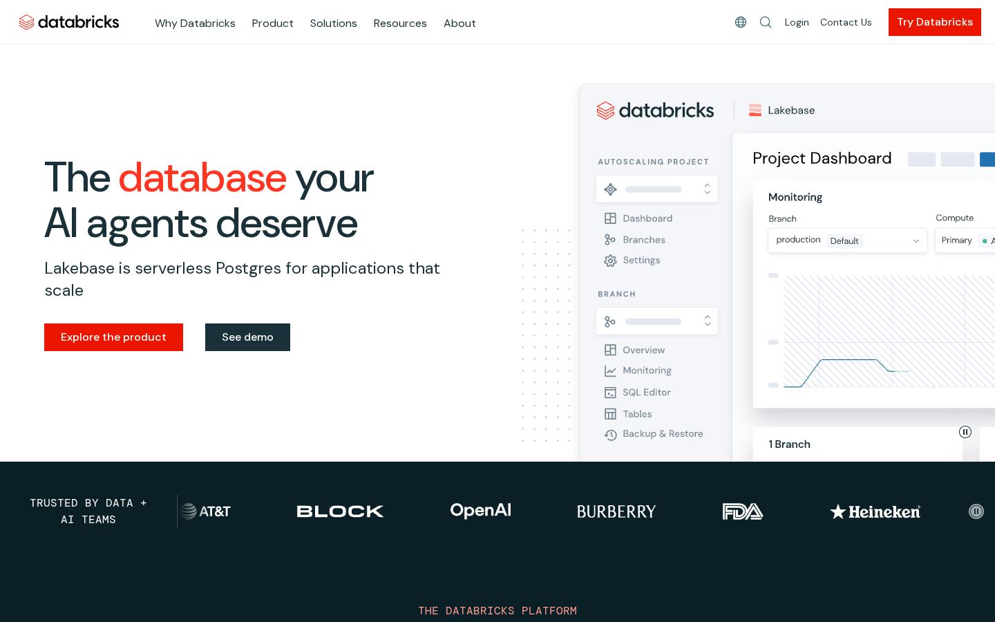 Homepage of databricks.com captured by url2image
