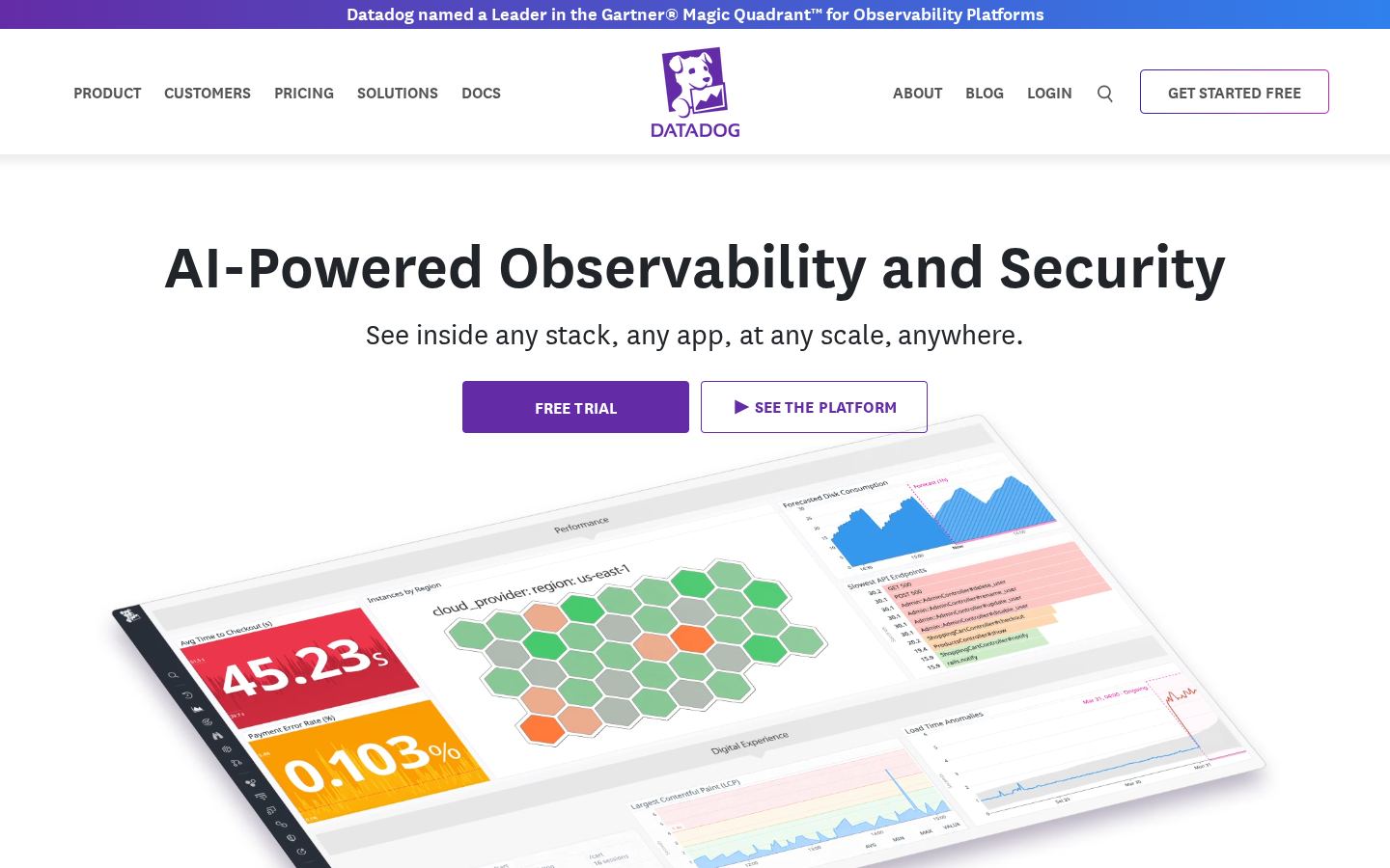 Homepage of datadoghq.com captured by url2image