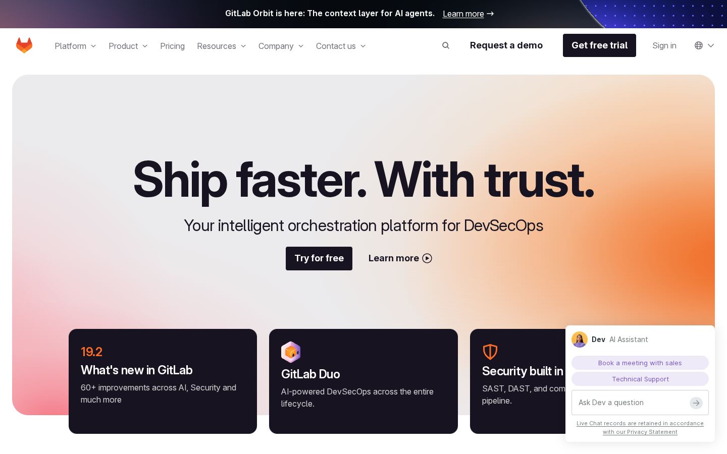 Homepage of gitlab.com captured by url2image