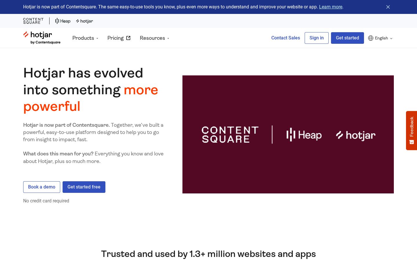 Homepage of hotjar.com