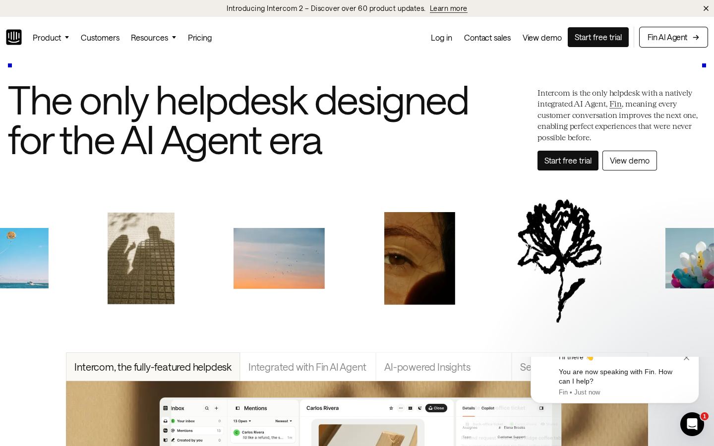 Homepage of intercom.com captured by url2image