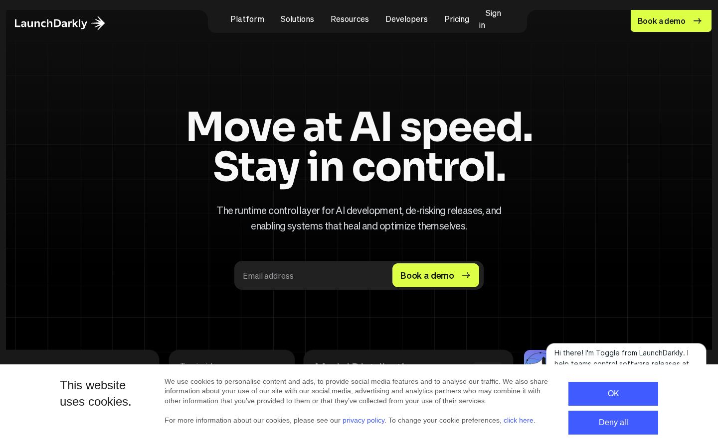 Screenshot of the launchdarkly.com homepage taken on 2026-07-29