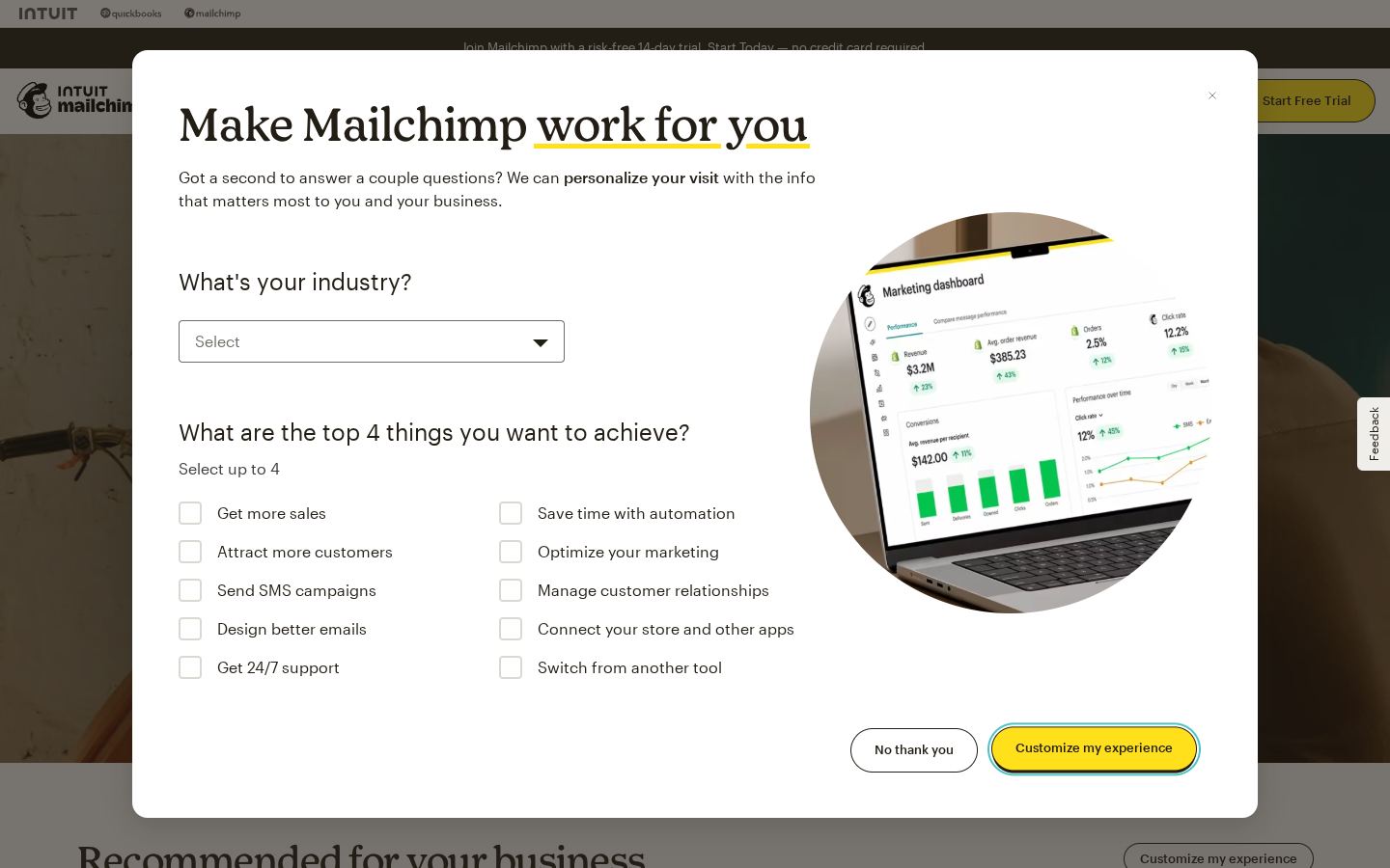 Homepage of mailchimp.com captured by url2image