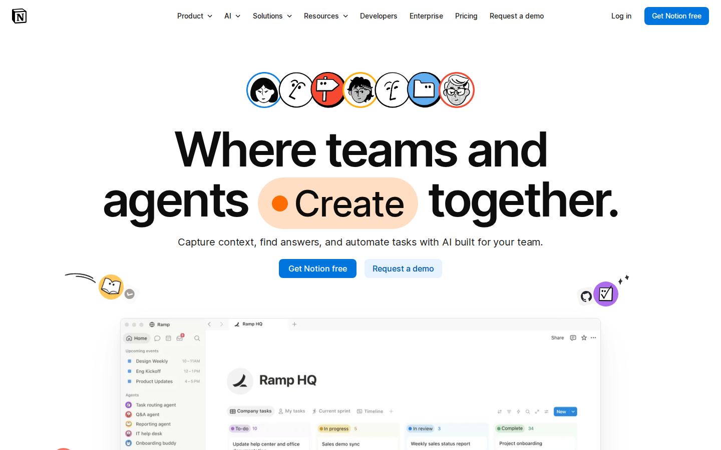 Homepage of notion.com captured by url2image