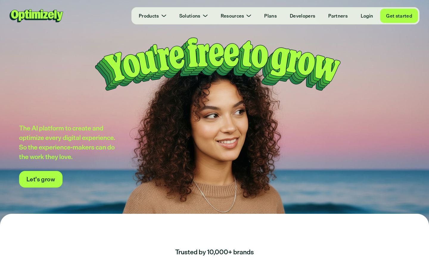 Homepage of optimizely.com