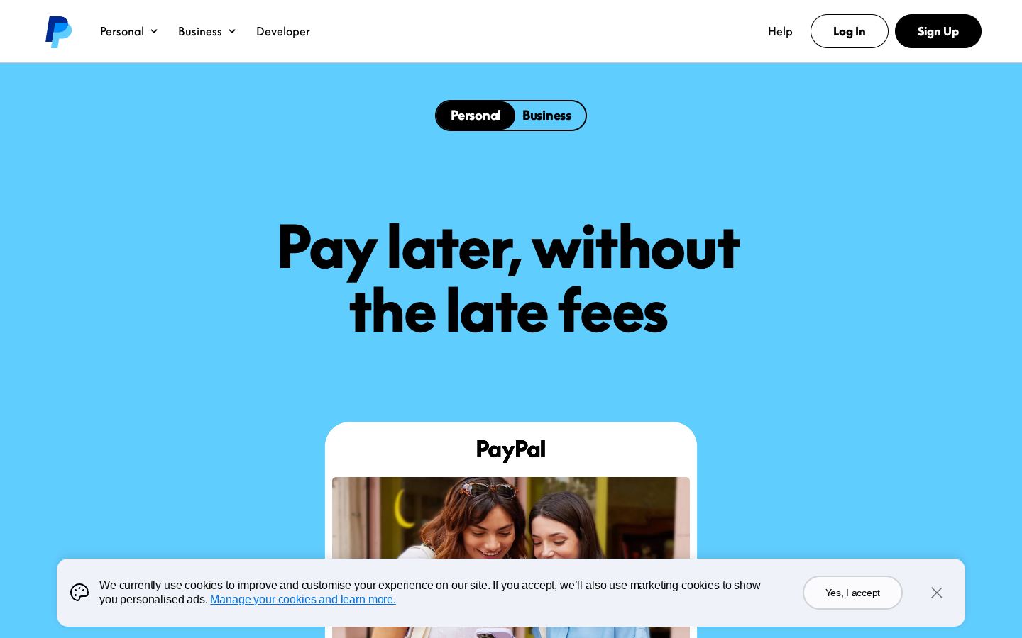 Homepage of paypal.com captured by url2image