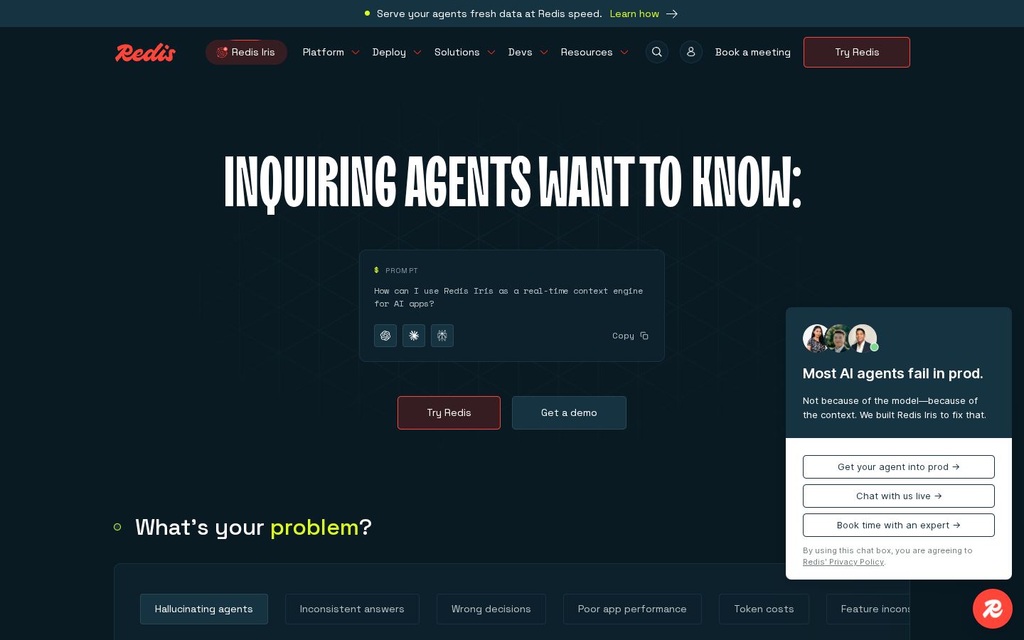 Homepage of redis.io captured by url2image