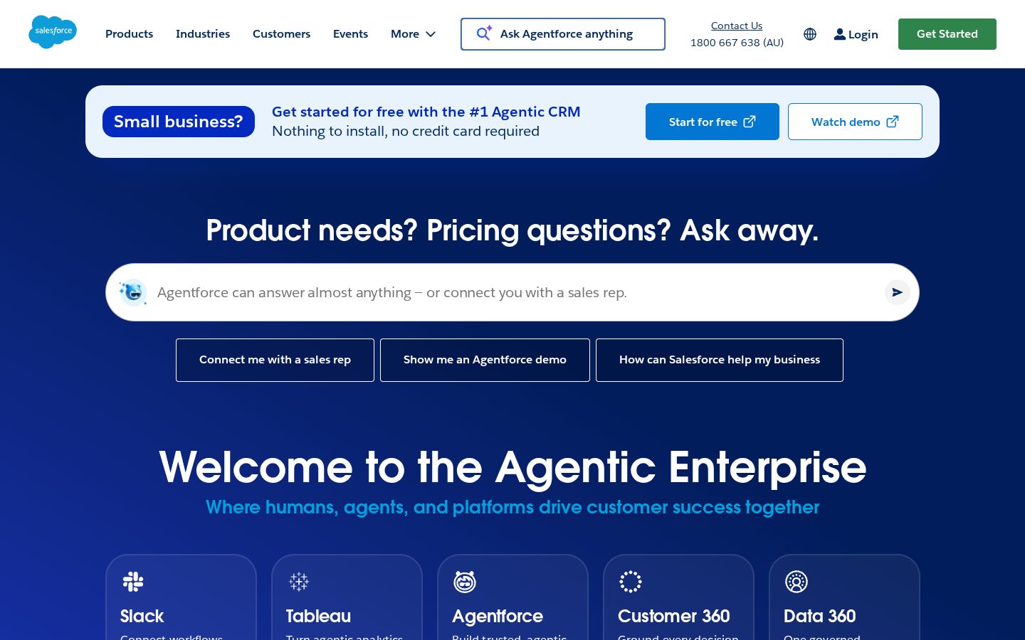 Homepage of salesforce.com captured by url2image