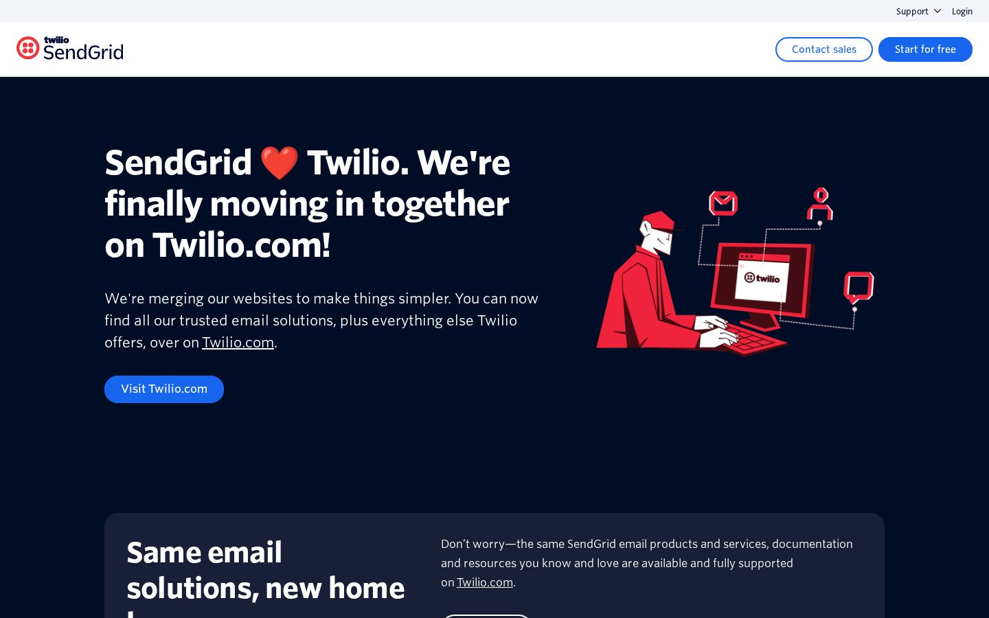 Homepage of sendgrid.com captured by url2image