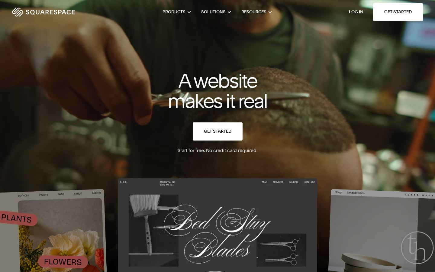Homepage of squarespace.com captured by url2image