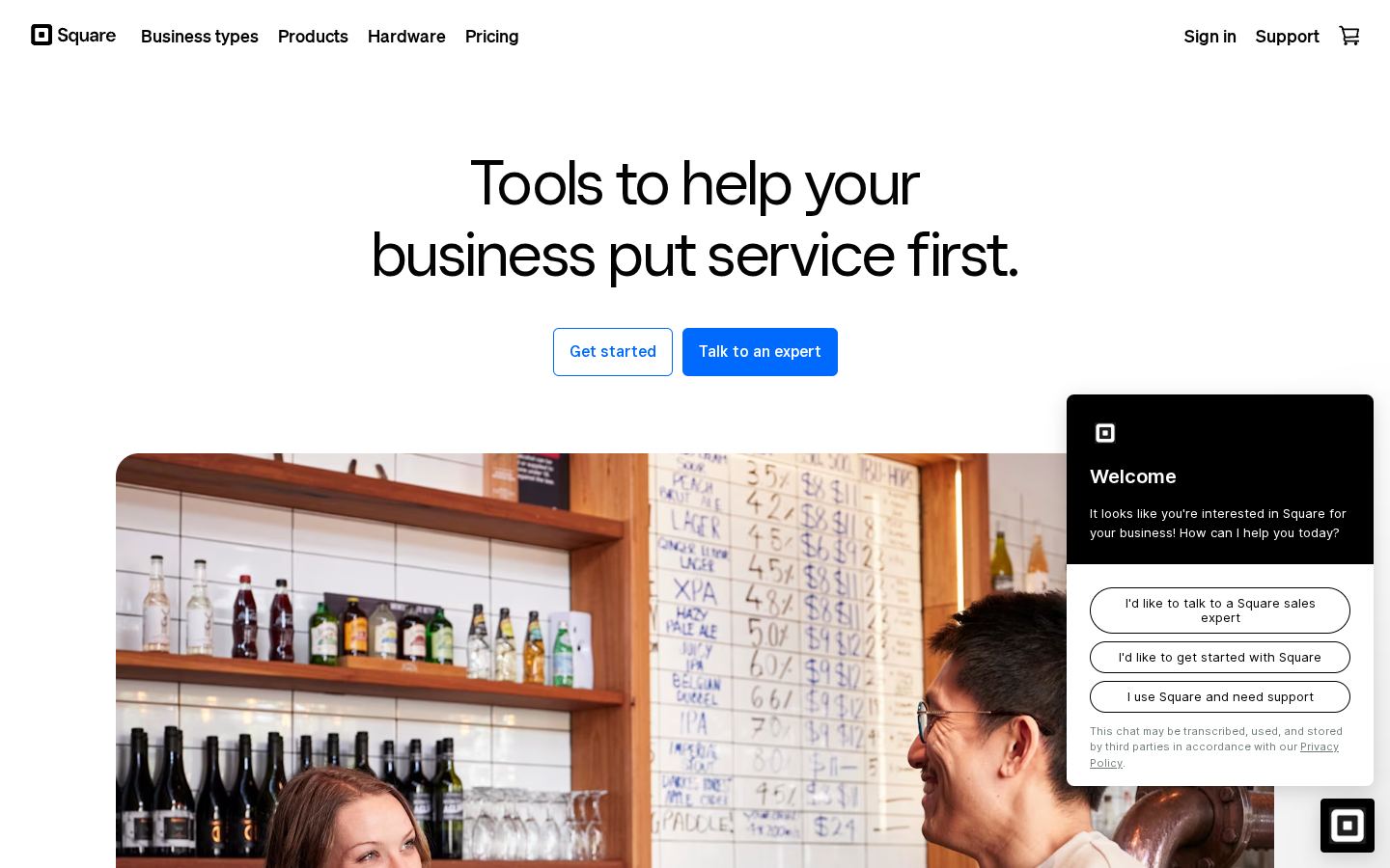 Homepage of squareup.com captured by url2image