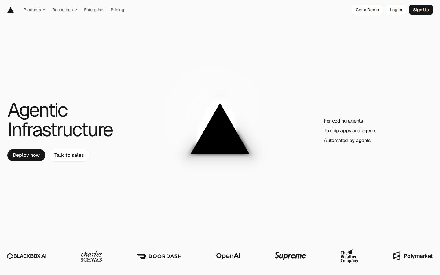 Homepage of vercel.com captured by url2image