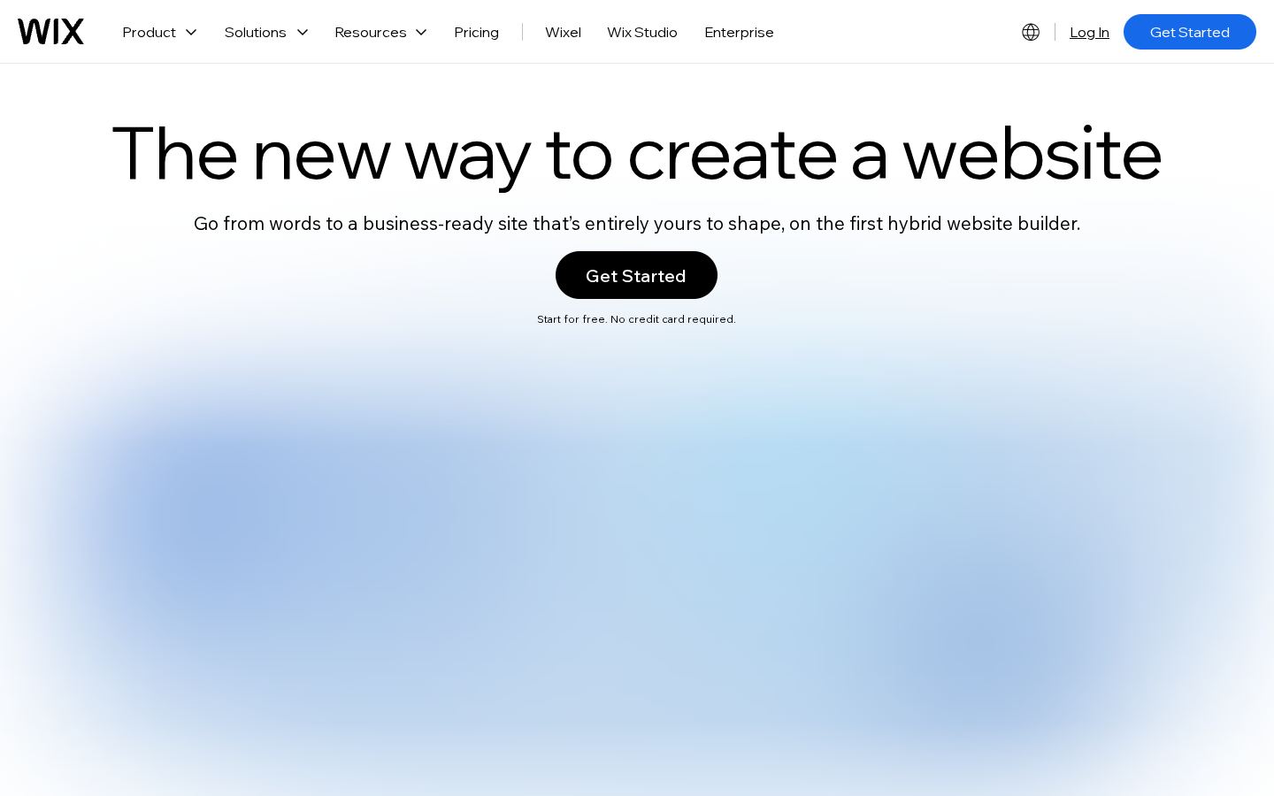 Homepage of wix.com captured by url2image