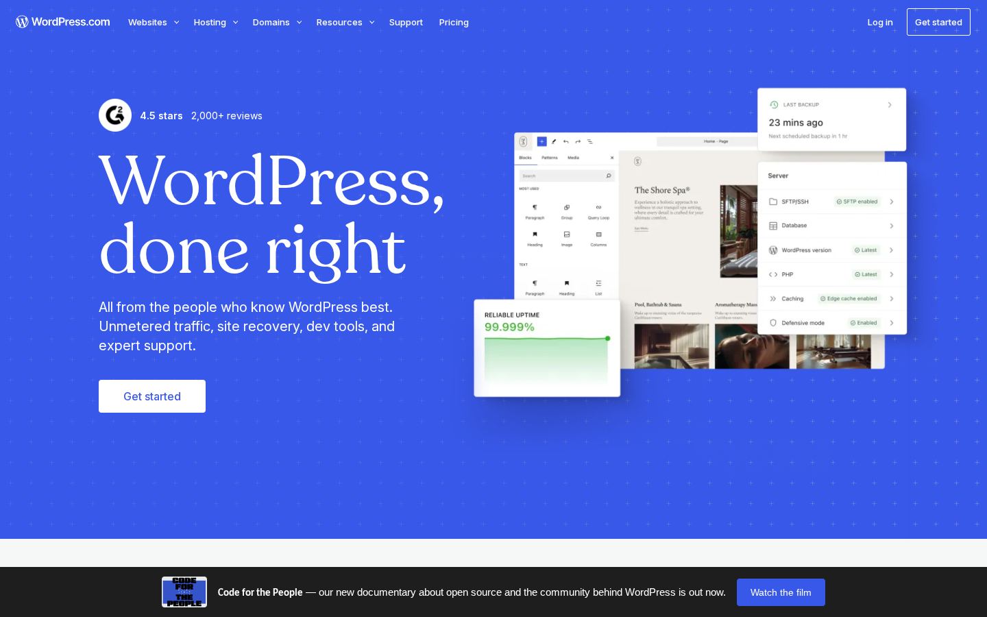 Homepage of wordpress.com captured by url2image